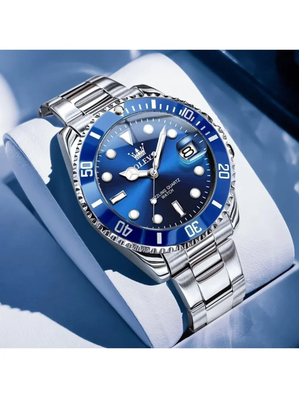 Luxury Men's Dress Watch - Big Face Stainless Steel Analog Quartz Timepiece